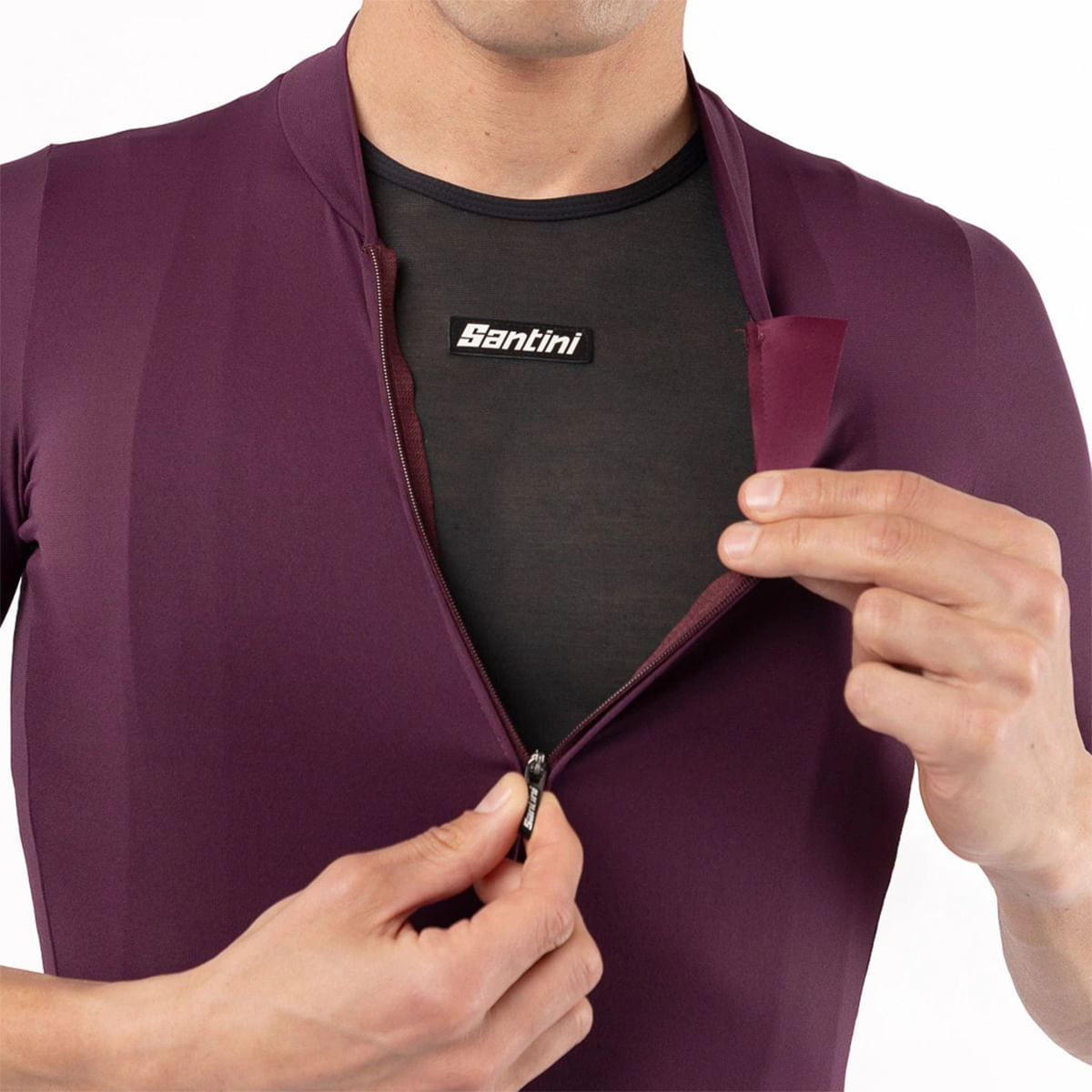 Remera Santini Ciclismo Compass Burgundy Hombre — imagen 5